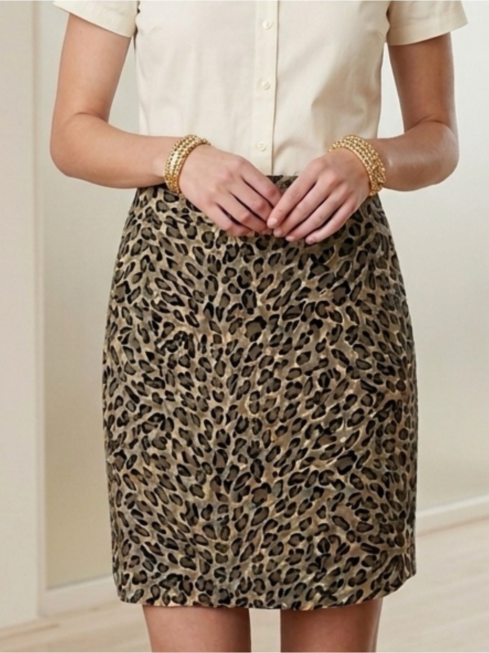 Ann Taylor LOFT Skirt Womens Sz 6 Petite Preppy Animal Print City Chic Pencil